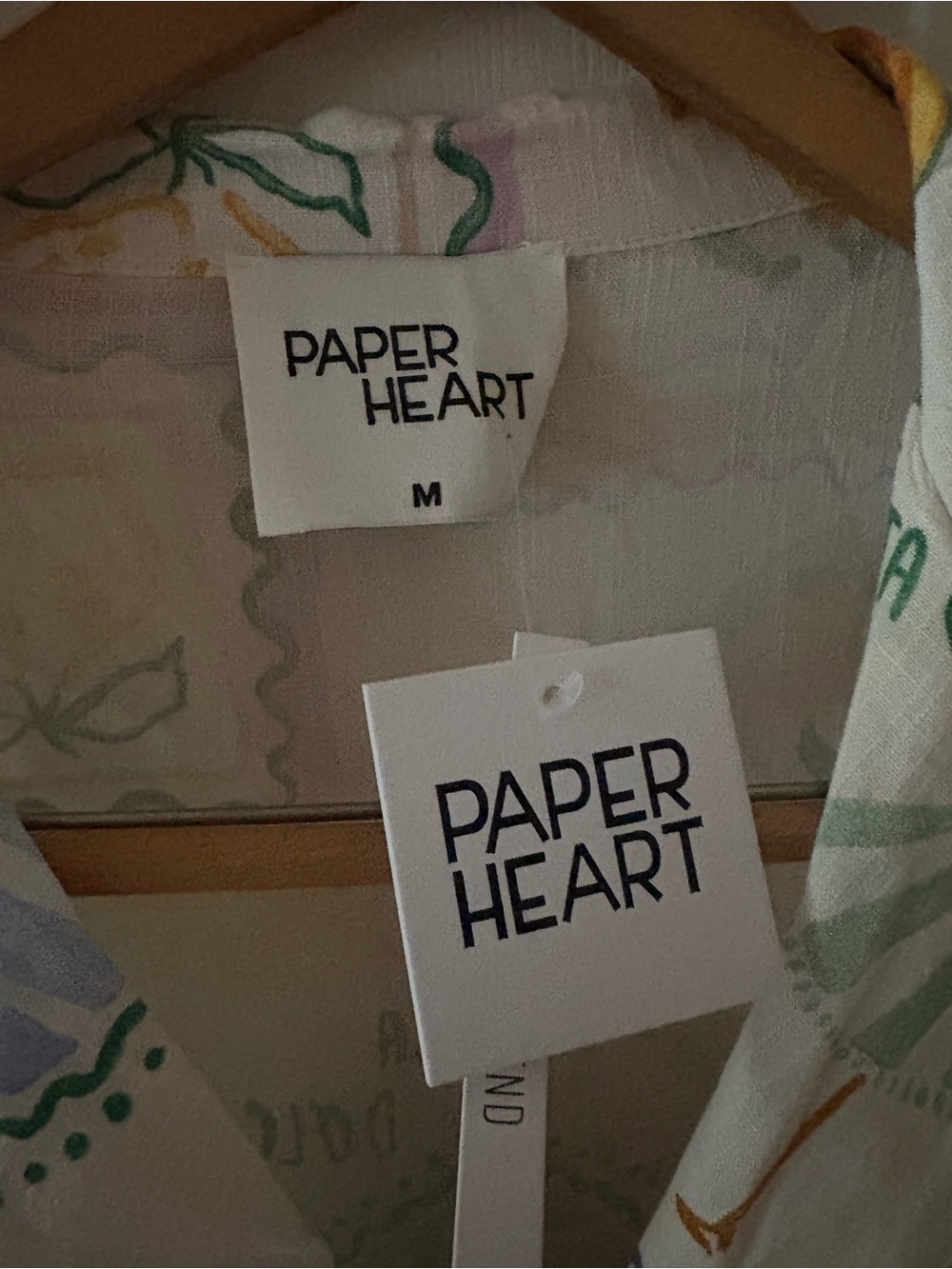 Paper Heart Short Sleeve Fruit Print Button-Up - White with Yellow & Green - Picture 2 of 5